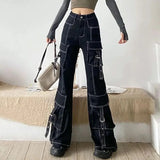 Vintage Contrast Stitch Cargo Jeans