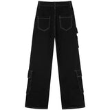 Vintage Contrast Stitch Cargo Jeans