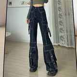 Vintage Contrast Stitch Cargo Jeans