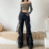 Vintage Contrast Stitch Cargo Jeans