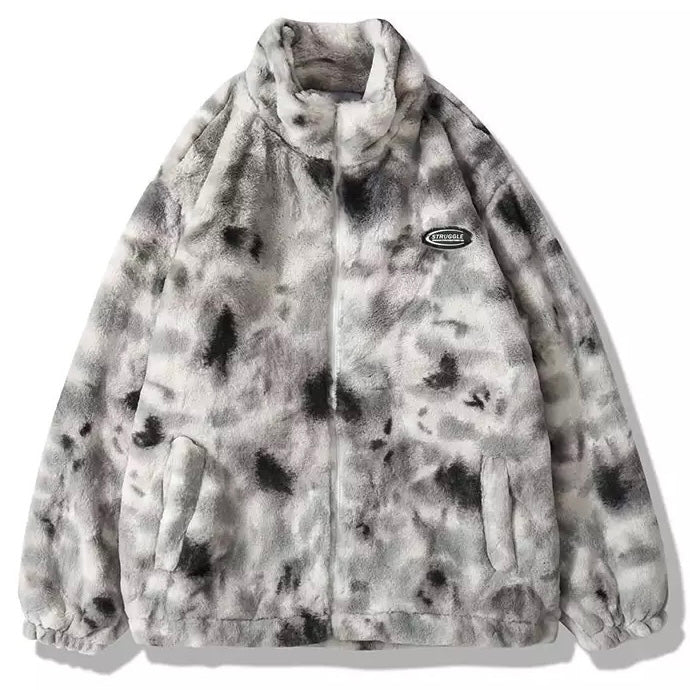 tie dye fur jacket