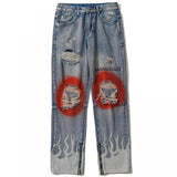 Red Paint Splash x Flame Distressed Jeans