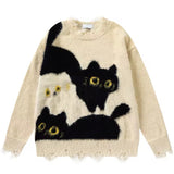 Cat Trio Distressed Sweatshirt