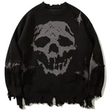 Distorted Skull Distressed Sweatshirt