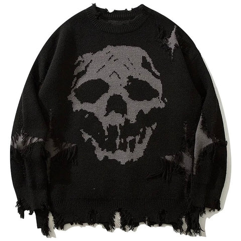 Distorted Skull Distressed Sweatshirt