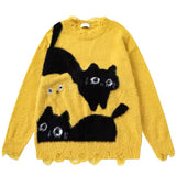 Cat Trio Distressed Sweatshirt