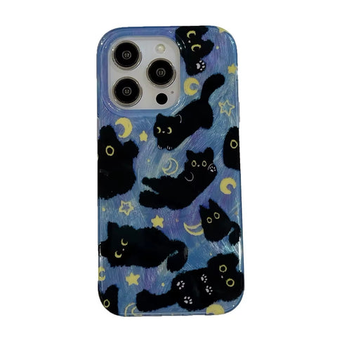 Floating Black Cat iPhone Case