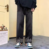 Flame Outline Baggy Jeans