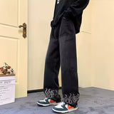Flame Outline Baggy Jeans