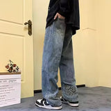 Flame Outline Baggy Jeans
