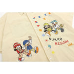 Vintage Cartoon Embroidered Corduroy Short Sleeve Shirt