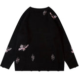 Stitched Butterflies Distressed Sweatshirt