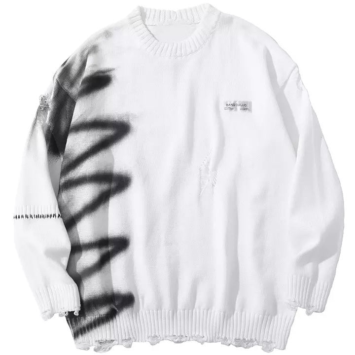 Zigzag Graffiti Distressed Sweatshirt – COLDLINE CLOTHING