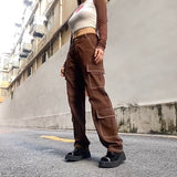 Vintage Brown Multi-Pocket Cargo Pants