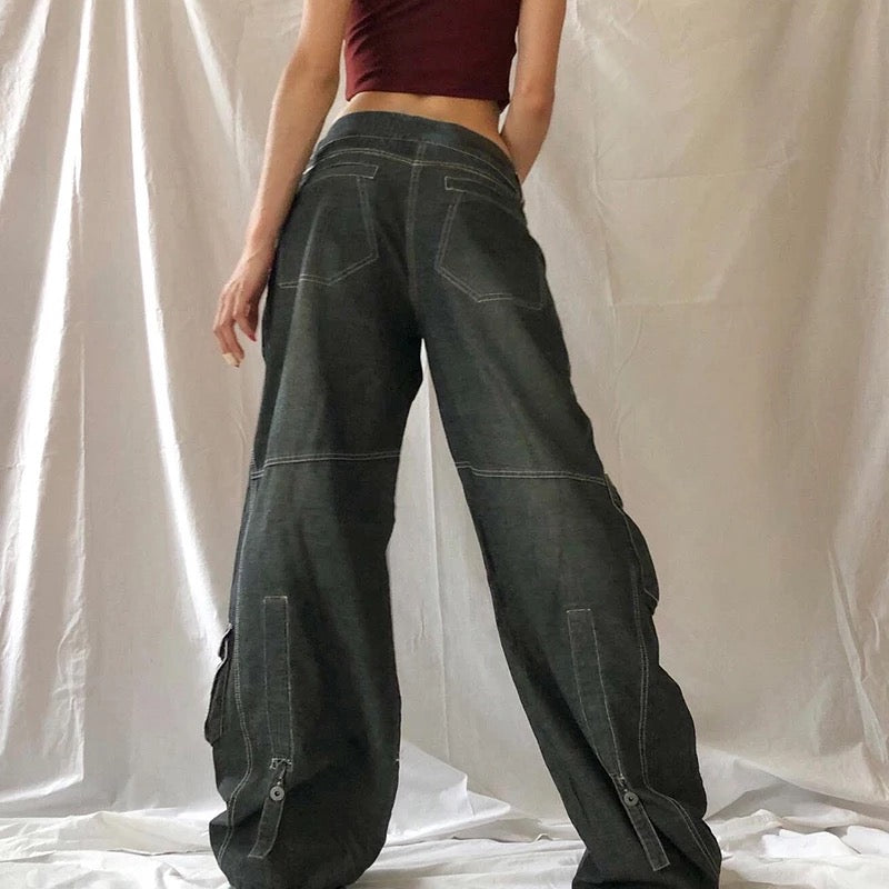 Y2K Floral Detail Cargo Jeans – COLDLINE CLOTHING
