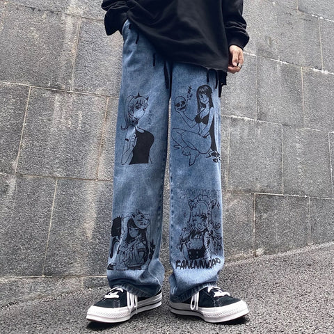 Anime Girls Print Jeans – COLDLINE CLOTHING