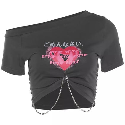 Exposed Shoulder “error” Crop Top