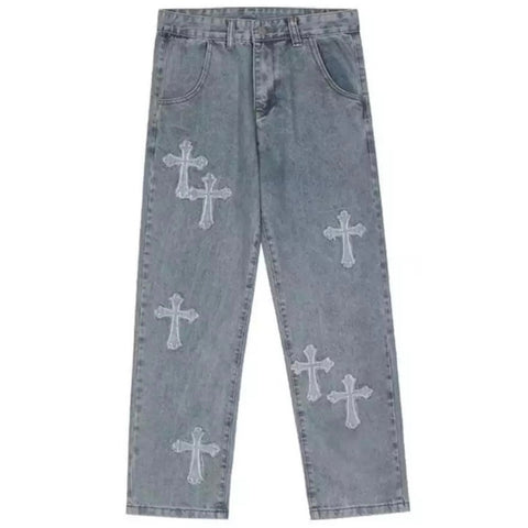 Cross Patched Denim Jeans