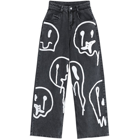 Retro Emoji Graffiti Jeans – COLDLINE CLOTHING