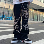 Retro Spider Web Embroidered Jeans
