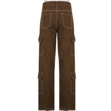 Vintage Brown Multi-Pocket Cargo Pants