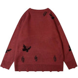 Stitched Butterflies Distressed Sweatshirt