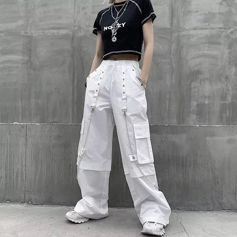 White Chained Cargo Pants – COLDLINE CLOTHING