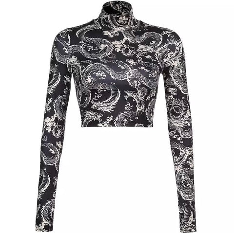 Dragon Pattern LS Crop Top – COLDLINE CLOTHING
