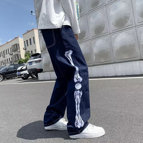 Skeleton Bone Side Embroidered Jeans – COLDLINE CLOTHING