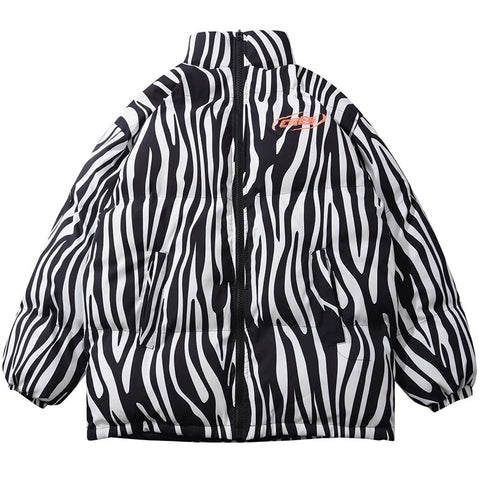 Zebra Pattern Puffer Jacket