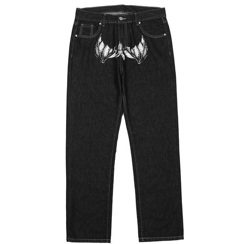 Retro Bat Print Jeans