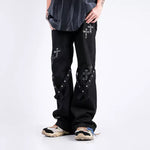 Cross Patched Flare Jeans