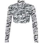 Zebra Pattern LS Crop Top