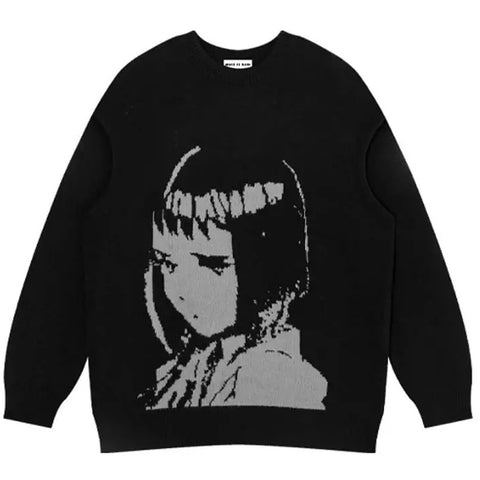 Short Hair Anime Girl Sweatshirt – COLDLINE CLOTHING