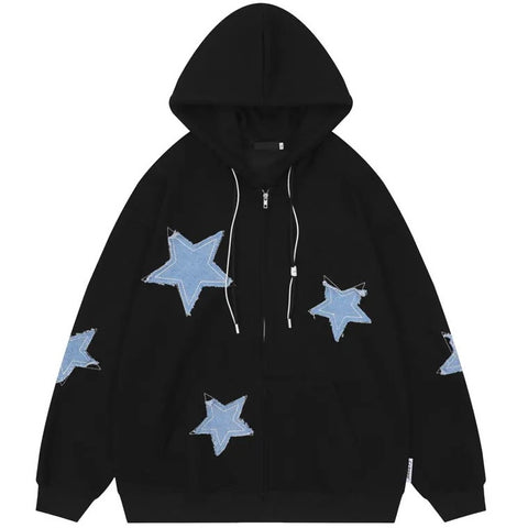 Star Patched Zip-Up Hoodie – COLDLINE CLOTHING