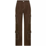 Vintage Brown Multi-Pocket Cargo Pants
