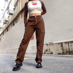 Vintage Brown Multi-Pocket Cargo Pants