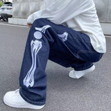 Skeleton Bone Side Embroidered Jeans